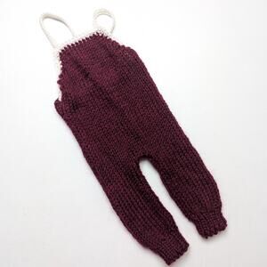 Vintage Handmade Romper Baby Girls Size Preemie Burgundy Knit Jumpsuit